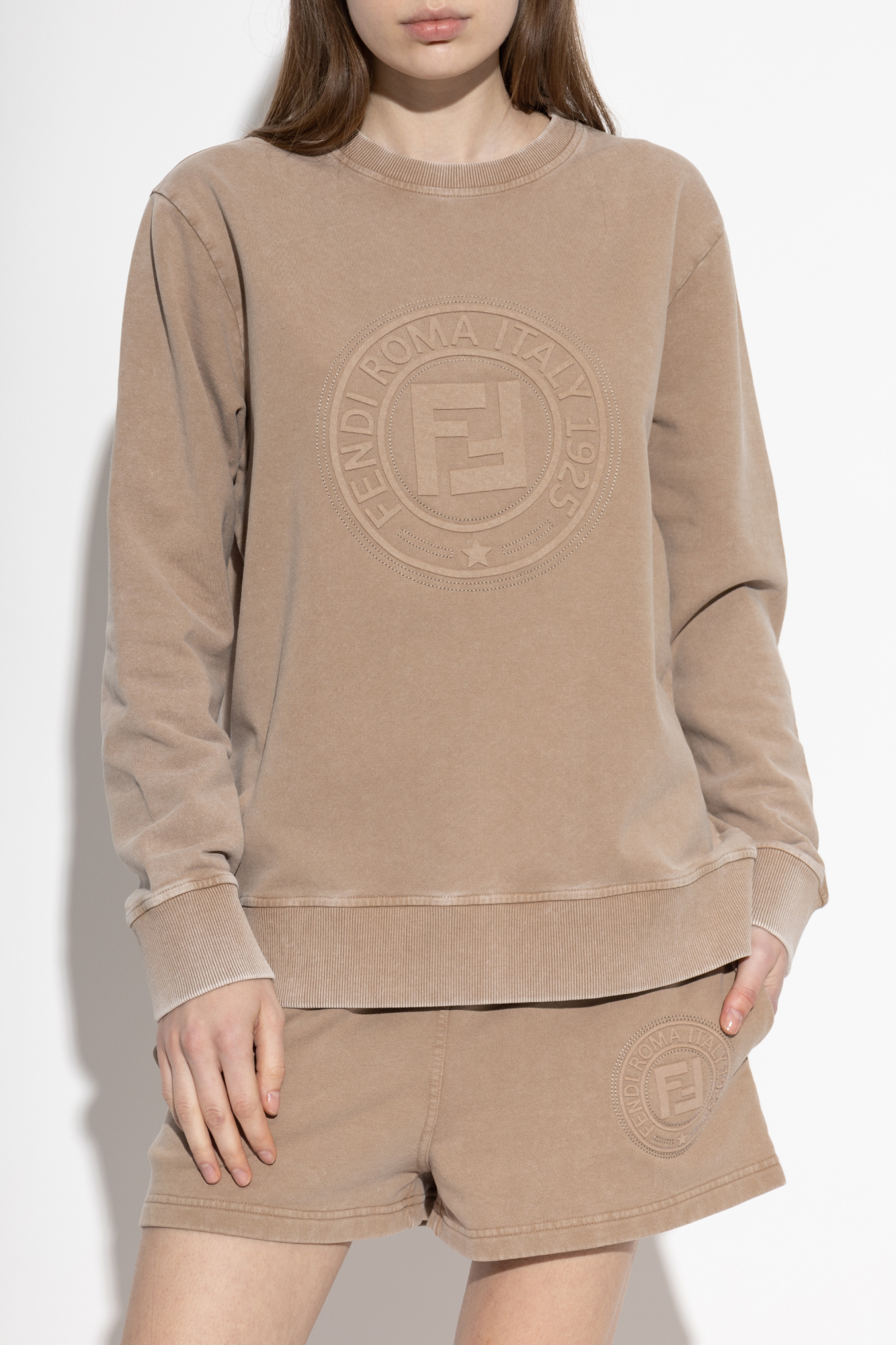 Beige Sweatshirt with embossed logo Fendi - Vitkac Italy